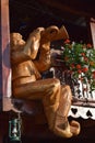 Statue od man who is sitting and playing a trumpet Royalty Free Stock Photo