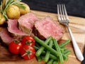 Sliced steak dinner Royalty Free Stock Photo