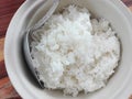 Closeup of steamed jasmine rice Royalty Free Stock Photo