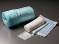 Photo of sterile compresses and bandages.