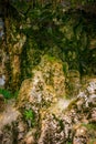 Photo of stone texture with moss in cave