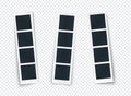 Photo strip set with different shadow isolated, photo frame template for image and picture, vertical mockup for social