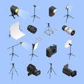 Photo Studio Equipment Isometric Icons Set
