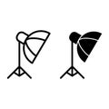 Photo studio equipment line and glyph icon. Umbrella on tripod vector illustration isolated on white. Photo umbrella Royalty Free Stock Photo