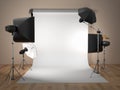 Photo studio equipment. Space for text. Royalty Free Stock Photo