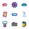 Photo studio icons set, cartoon style Royalty Free Stock Photo