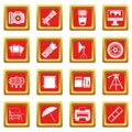 Photo studio icons set red Royalty Free Stock Photo