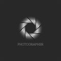 Photo studio or photographer logo abstract endless aperture symbol of the camera lens, linear design of thin lines modern metal