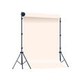 Photo Studio White Backdrop Setup made of White Paper Or Fabric Background, Mounted On A Support Stand, With Clamps Royalty Free Stock Photo