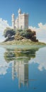 Lagoon Painting Of Castello Di Ama: Realist Detail In Anime Style