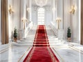 stunning Marble Hallway of a Grand Palatial Residence with Lavish Decor and Ornate Chandeliers Royalty Free Stock Photo