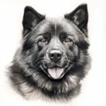 Realistic Charcoal Drawing Of Akita Dog With Detailed Colors Royalty Free Stock Photo