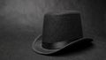 Stylish black bowler hat made of felt on black background. Royalty Free Stock Photo