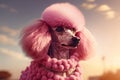 Photo stylish glamorous poodle with pink fur. Generate ai