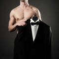 Photo of stylish man in elegant black suit Royalty Free Stock Photo