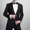 Photo of stylish man in elegant black suit Royalty Free Stock Photo