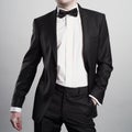 Photo of stylish man in elegant black suit Royalty Free Stock Photo