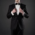 Photo of stylish man in elegant black suit Royalty Free Stock Photo