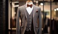 Photo of a stylish mannequin dressed in a dapper suit and bow tie Royalty Free Stock Photo