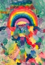 photo of stylized rainbow painted in watercolor