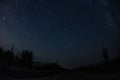 Photo of summer blue sky with stars and trees