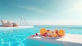 summer concept with fruits in modern swimming pool ai generated