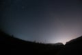 Photo of summer nightly sky with stars and trees