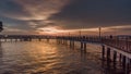 Singaore Changi Boardwalk Sunset Scene - not edited Royalty Free Stock Photo