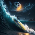 Ai generated a surfer riding a large wave on a surfboard