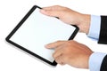 Photo of a tablet held by a hand of businessman horizontaly Royalty Free Stock Photo