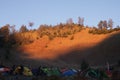 August 2019. Ranu Kumbolo camp site, Semeru National Park, East Java, Indonesia Royalty Free Stock Photo