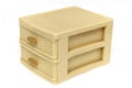 A beige colored portable table plastic drawer