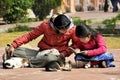 Mother and child & puppy Royalty Free Stock Photo