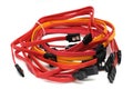 A bunch of red and yellow serial ATA cables