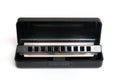 A C key harmonica on its protective case on display Royalty Free Stock Photo