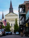 Photo taken on the corner of St. Ann and Bourbon Street. St. Louis Cathedral is always a good picture to take from any angle. Royalty Free Stock Photo