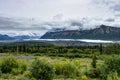 Nature view across riverbed in Denali National Park in Alaska Un