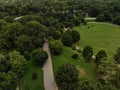 Aerial view of lake Clara mere in Piedmont park in downtown Atlanta in Georgia, USA