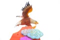 An eagle perched on a rock above the clouds decoration Royalty Free Stock Photo