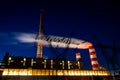 Night picture of the coal-fired power plant. Blurry view for the smoke coming out of the chimneys.