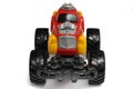 Front View Of A Red Yellow Toy Monster Truck With Red Painted Wheels