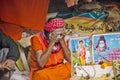 Portrait of a sadhu taken at ganga sagar transit camp kolkata west bengal Royalty Free Stock Photo