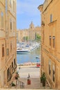 Small street of the seaside town of Senglea on the island of Malta