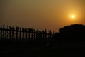 U Bein Bride during sunset in Mandalay Myanmar Burma Amarapura T