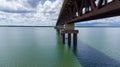 railroad freight train bridge across the river Royalty Free Stock Photo