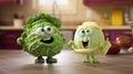 Cabbage Friends: Playful Cartoons In A Kitchen With Low Depth Of Field