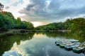 Beautiful sunset in the lake of japan Royalty Free Stock Photo