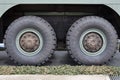 A pair of heavy duty wheels for a military truck or armoured vehicle