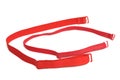 A pair of different sizes red brassiere straps