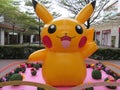 A Pokemon monster character themed Pikachu mascot Lunar New Year decoration on display at Singapore Jurong Point shopping